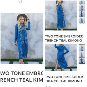 Honey punch by Dainty hooligan nwt French Teal kimono size medium